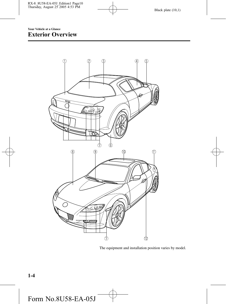 Exterior overview | Mazda 2006 RX-8 User Manual | Page 10 / 434