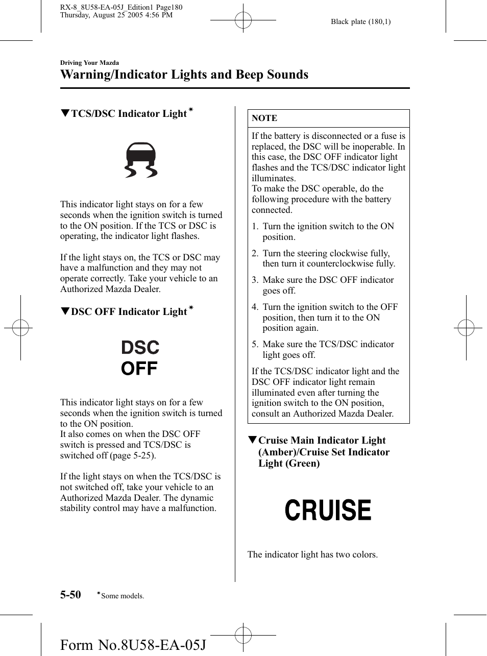 Warning/indicator lights and beep sounds | Mazda 2006 RX-8 User Manual | Page 180 / 434