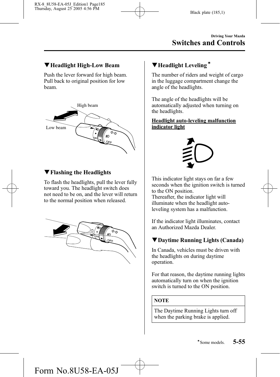 Switches and controls | Mazda 2006 RX-8 User Manual | Page 185 / 434