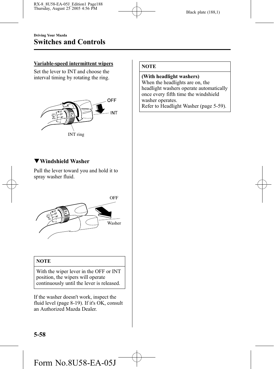 Switches and controls | Mazda 2006 RX-8 User Manual | Page 188 / 434