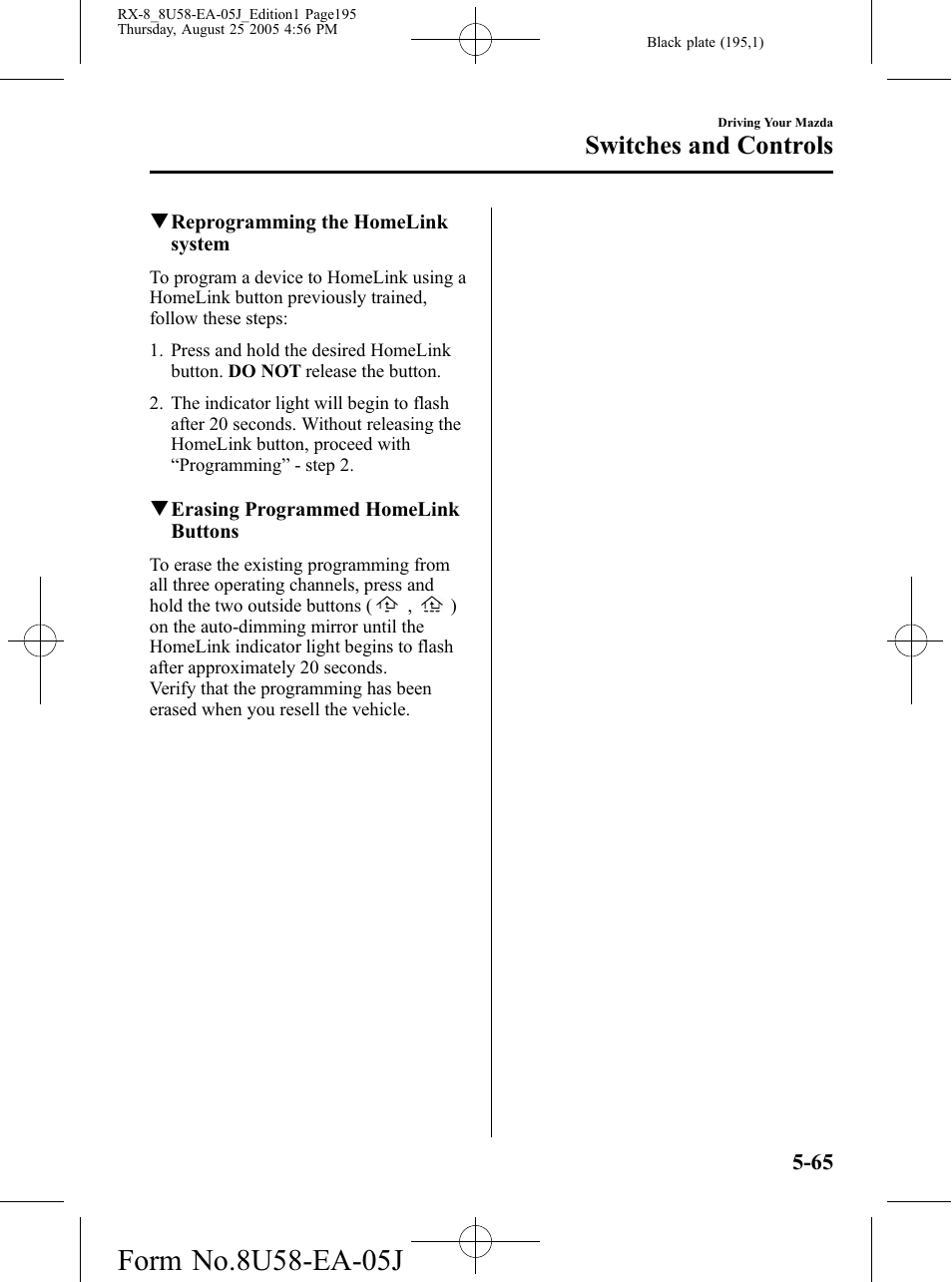 Switches and controls | Mazda 2006 RX-8 User Manual | Page 195 / 434