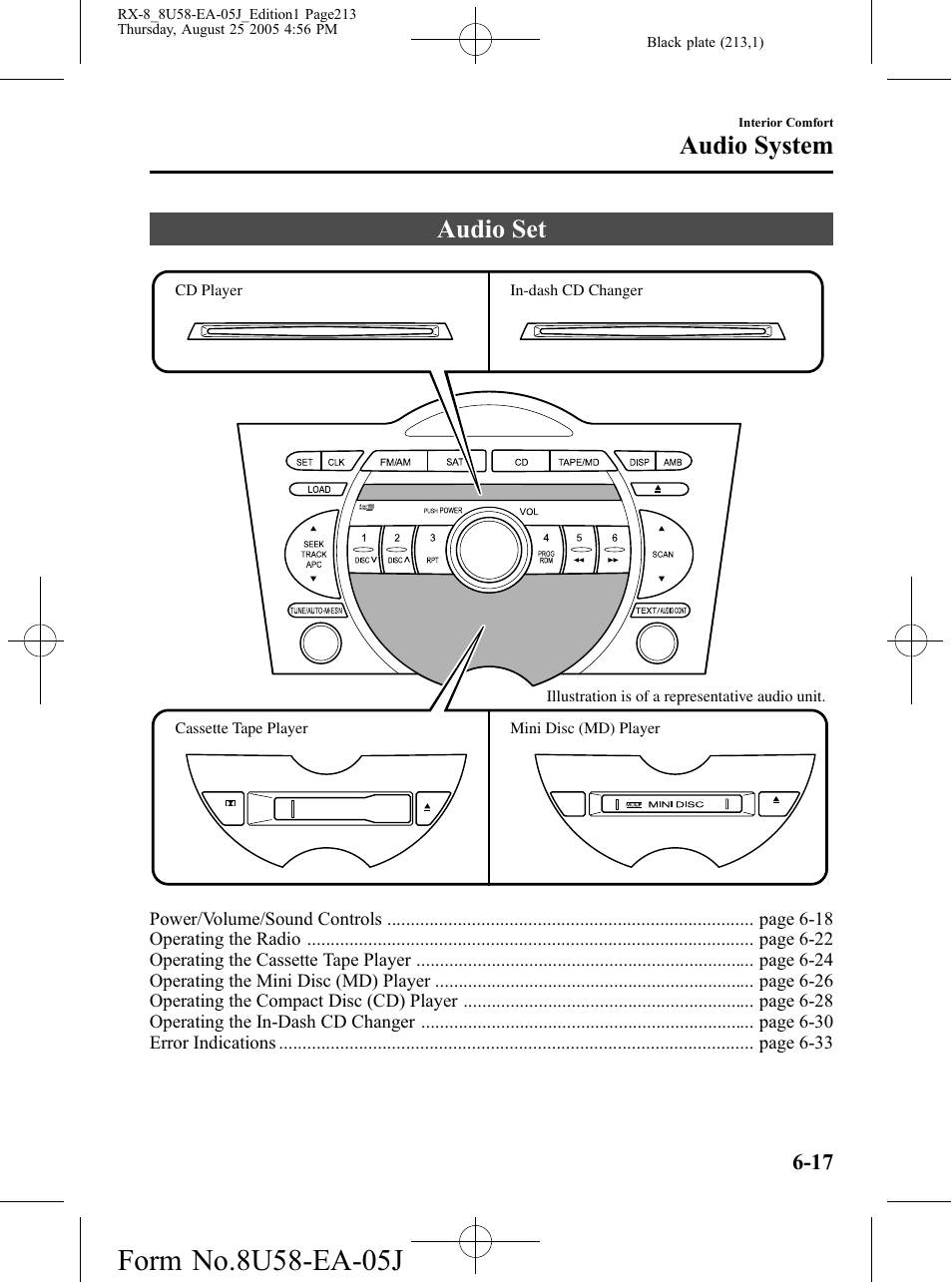 Audio set, Audio set -17, Audio system | Mazda 2006 RX-8 User Manual | Page 213 / 434