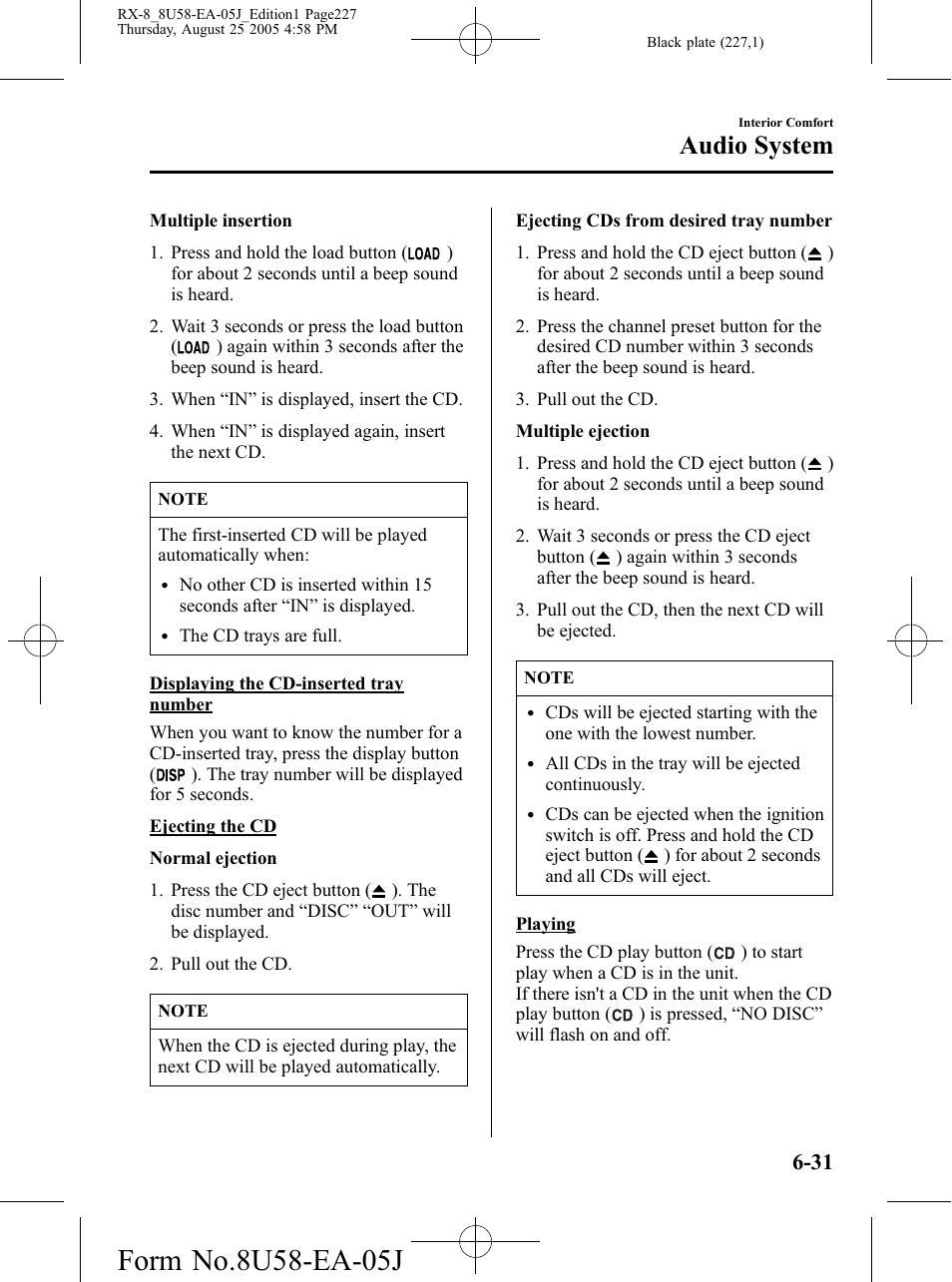 Audio system | Mazda 2006 RX-8 User Manual | Page 227 / 434