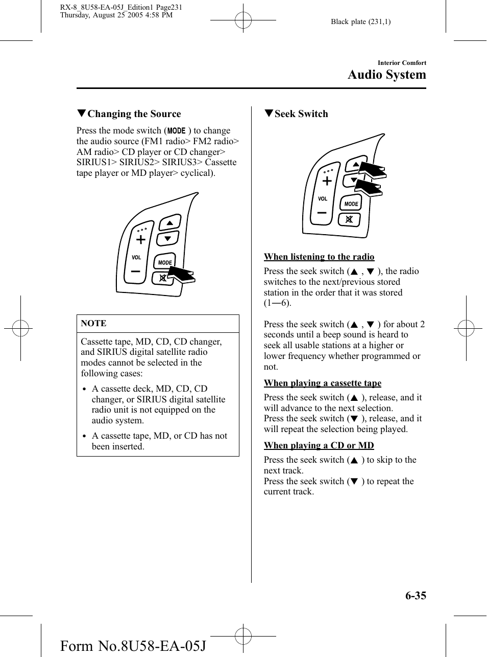 Audio system | Mazda 2006 RX-8 User Manual | Page 231 / 434