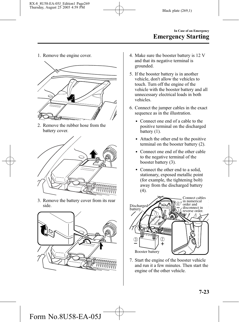 Emergency starting | Mazda 2006 RX-8 User Manual | Page 269 / 434