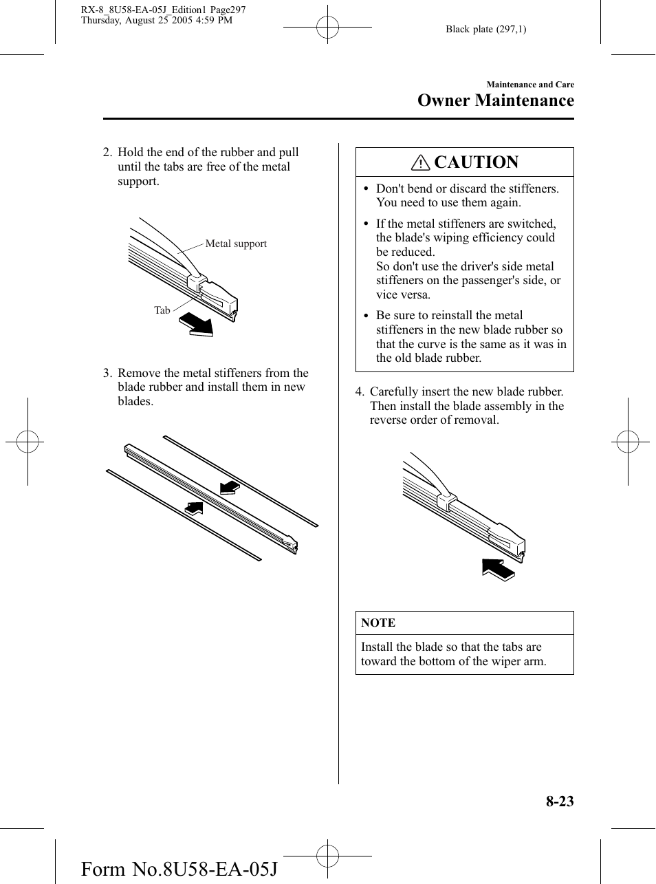 Caution, Owner maintenance | Mazda 2006 RX-8 User Manual | Page 297 / 434