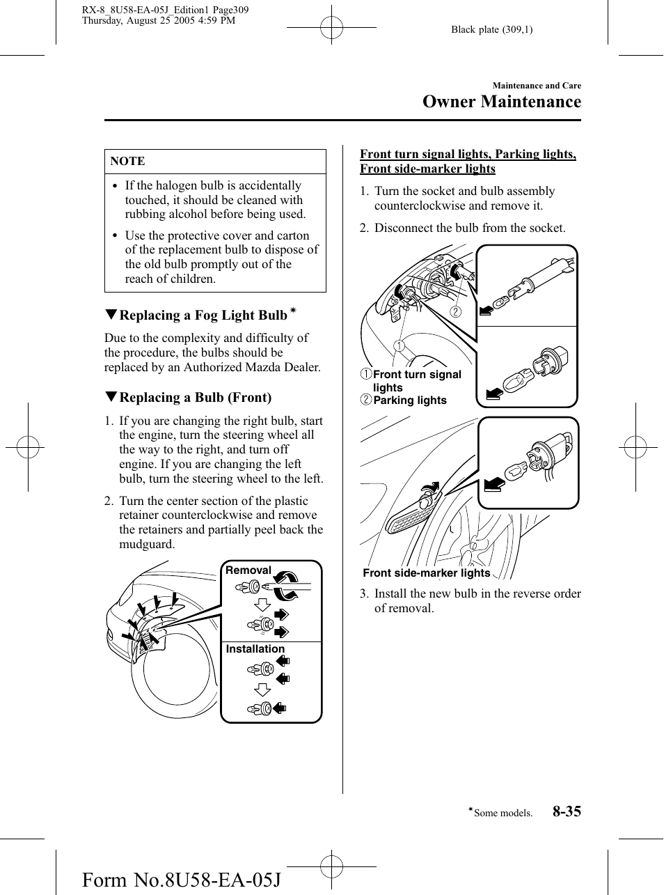 Owner maintenance | Mazda 2006 RX-8 User Manual | Page 309 / 434