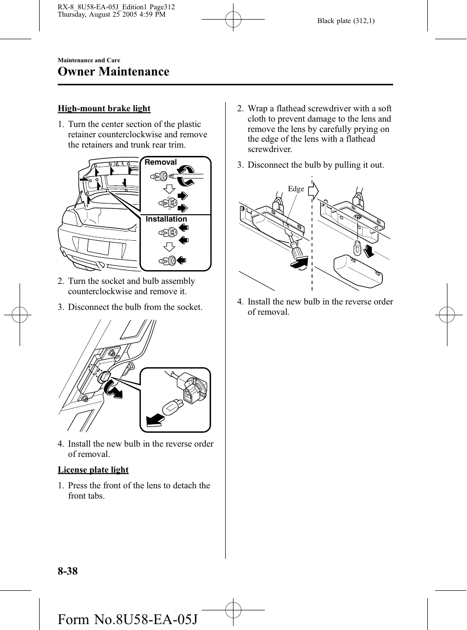 Owner maintenance | Mazda 2006 RX-8 User Manual | Page 312 / 434