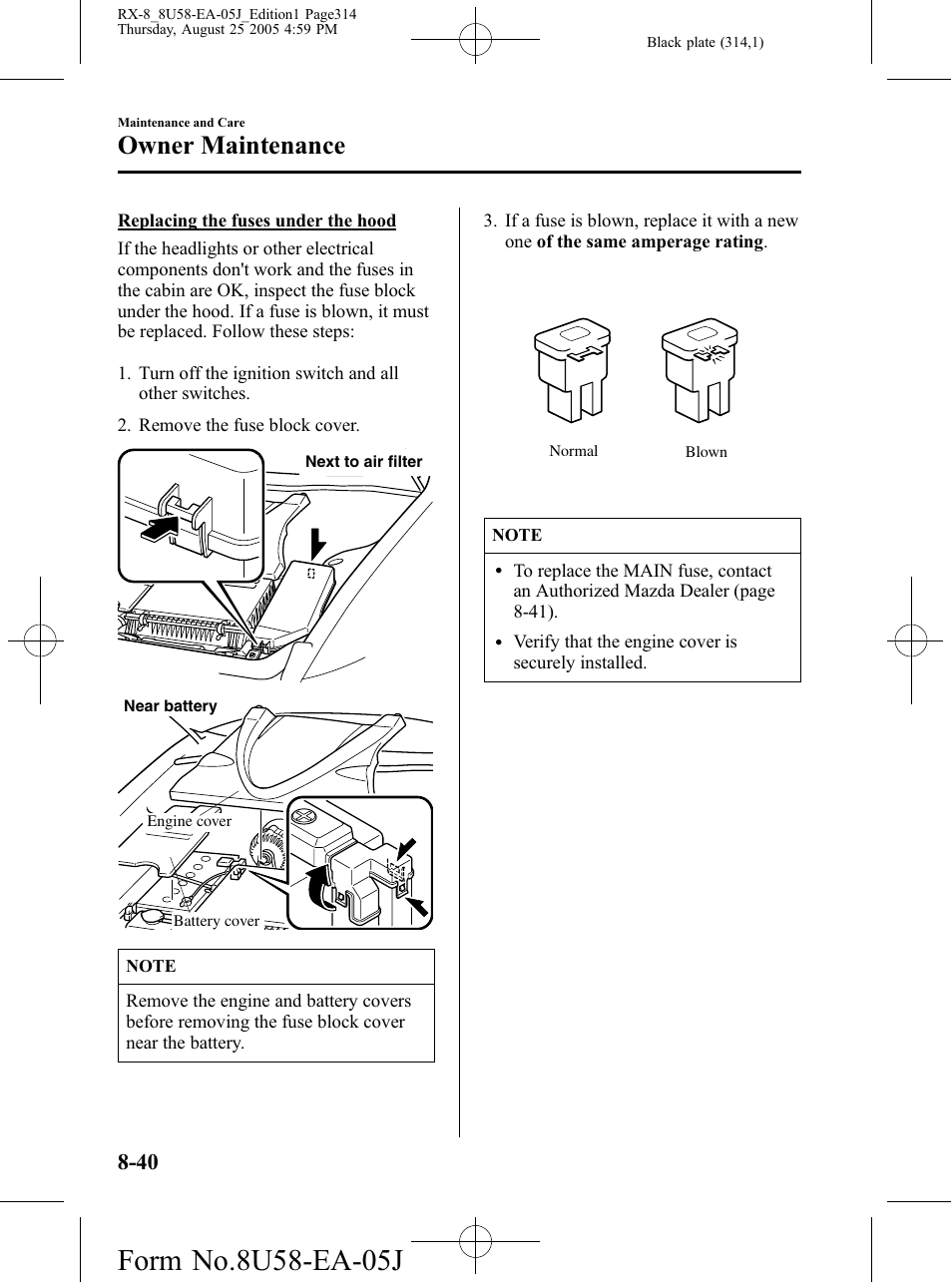 Owner maintenance | Mazda 2006 RX-8 User Manual | Page 314 / 434