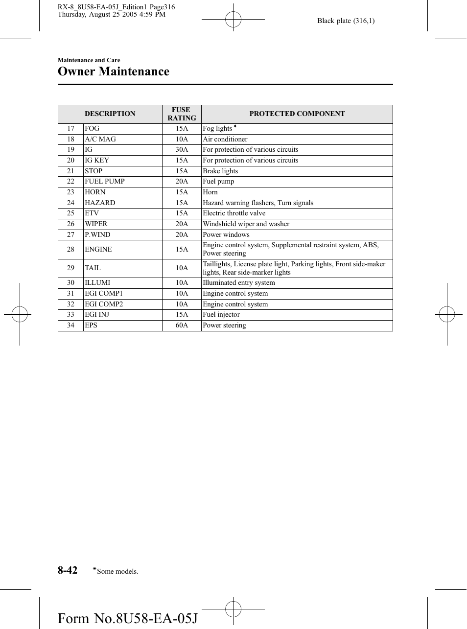 Owner maintenance | Mazda 2006 RX-8 User Manual | Page 316 / 434