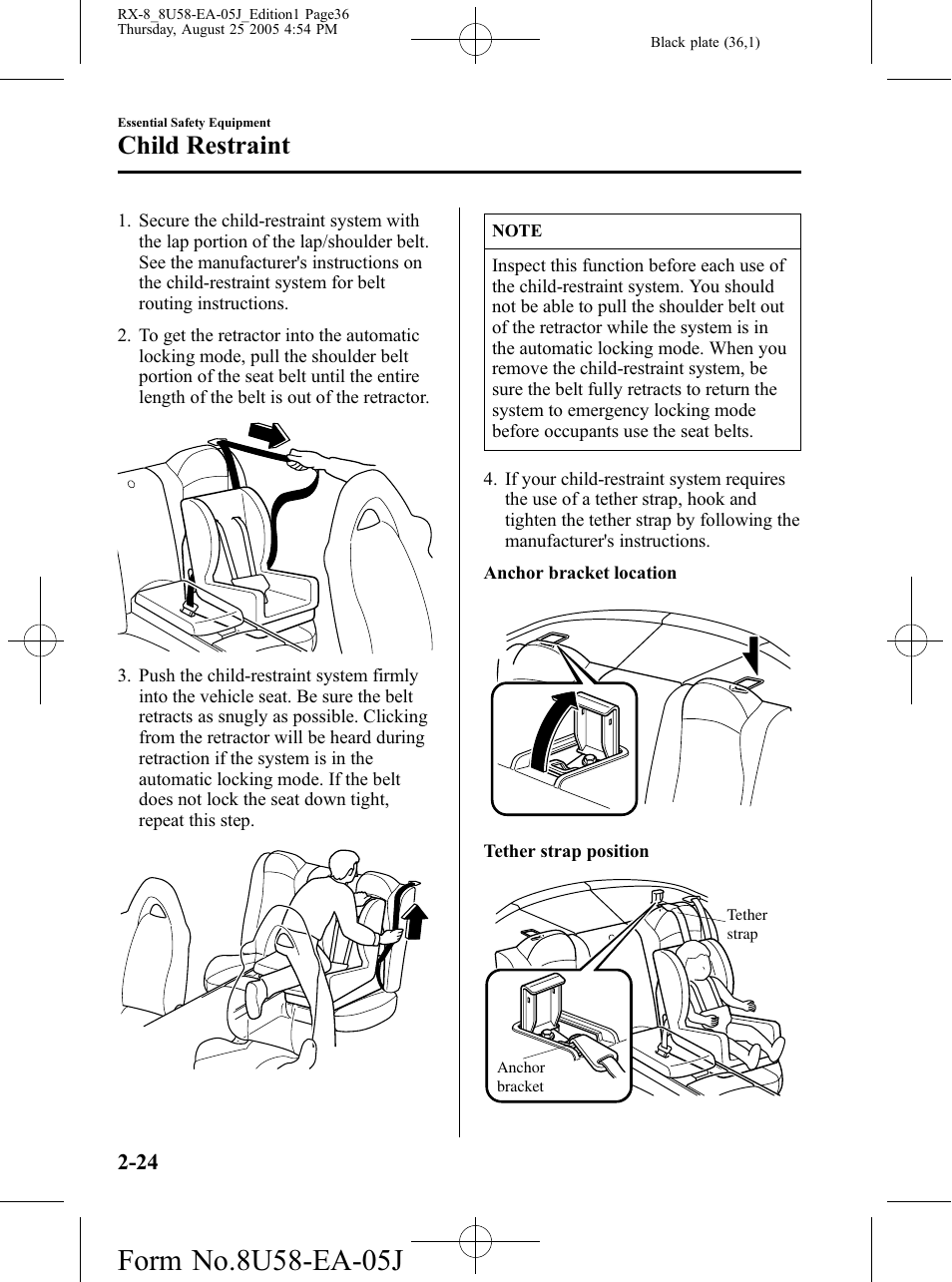 Child restraint | Mazda 2006 RX-8 User Manual | Page 36 / 434