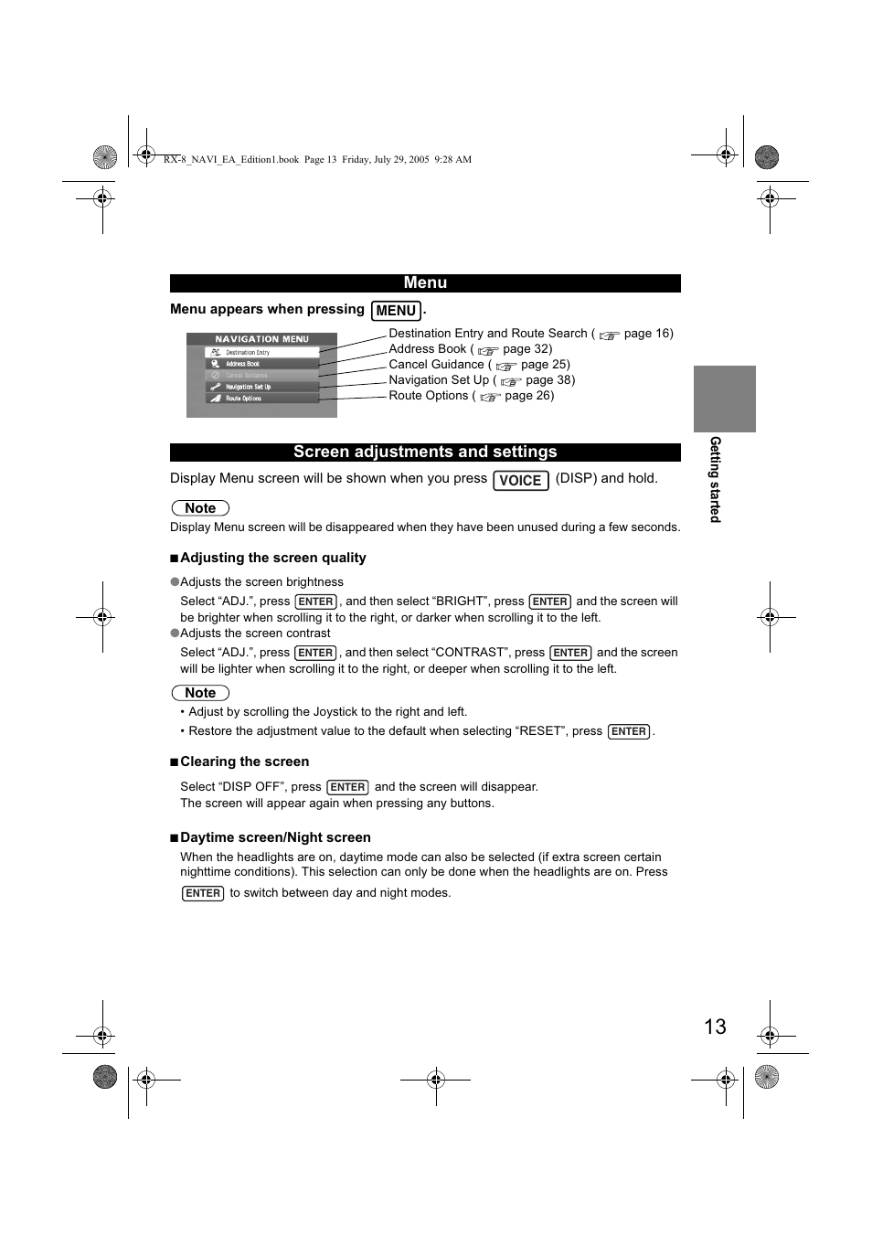 0hqx 6fuhhq dgmxvwphqwv dqg vhwwlqjv | Mazda 2006 RX-8 User Manual | Page 393 / 434