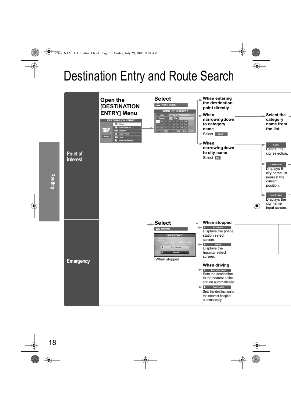 Hvwlqdwlrq (qwu\ dqg 5rxwh 6hdufk, 6hohfw | Mazda 2006 RX-8 User Manual | Page 398 / 434