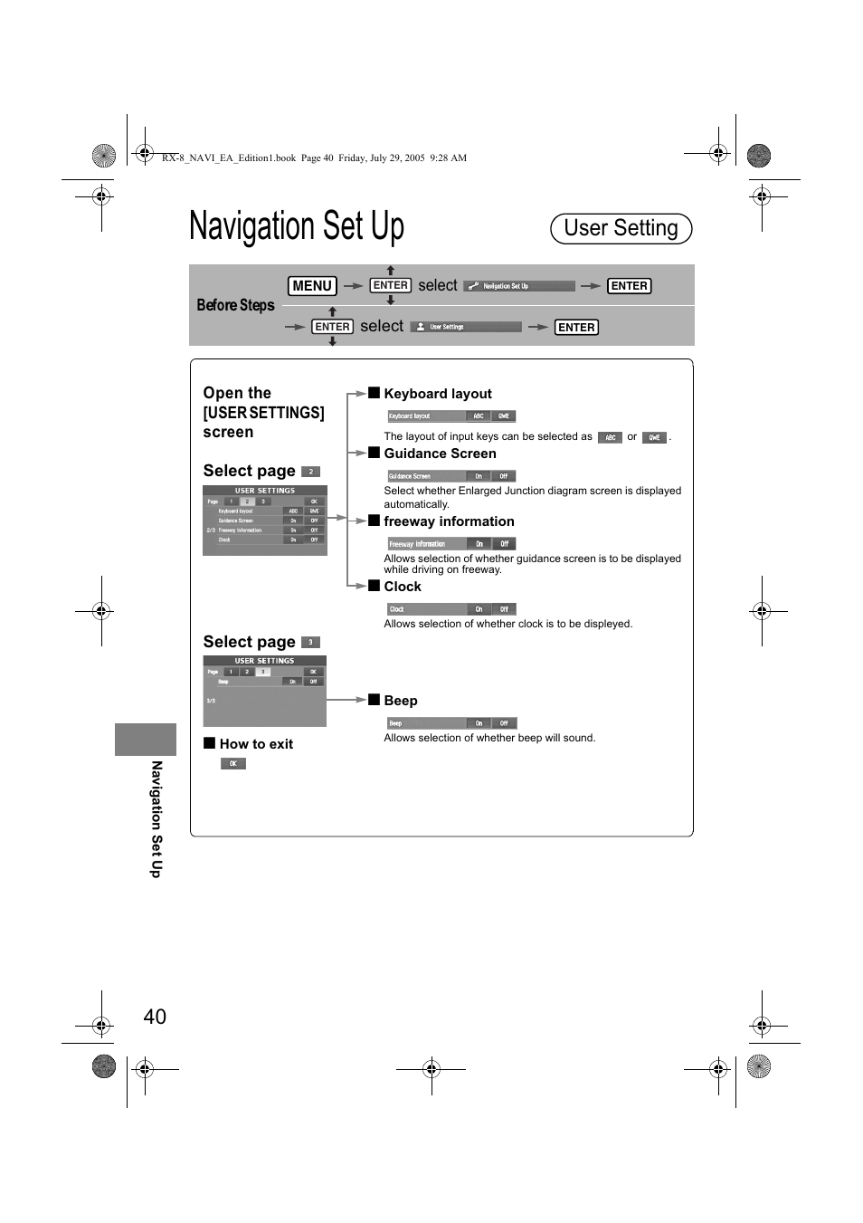 1dyljdwlrq 6hw 8s, 8vhu 6hwwlqj | Mazda 2006 RX-8 User Manual | Page 420 / 434