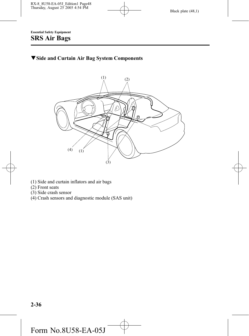 Srs air bags | Mazda 2006 RX-8 User Manual | Page 48 / 434