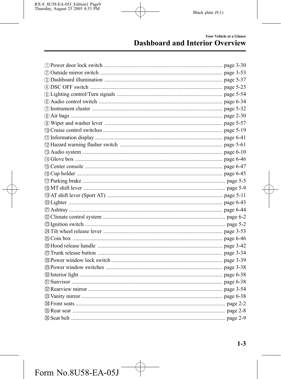 Dashboard and interior overview | Mazda 2006 RX-8 User Manual | Page 9 / 434