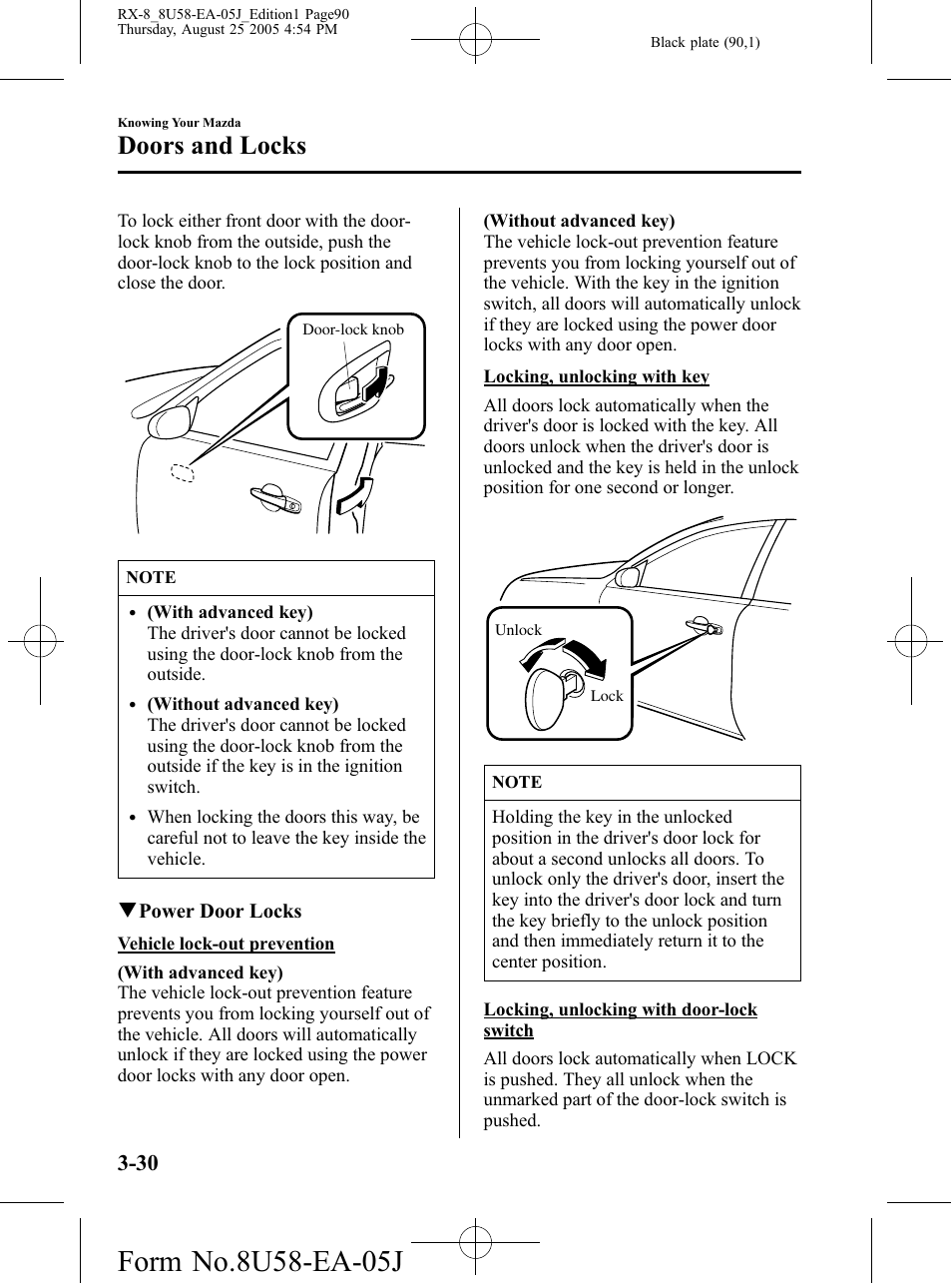 Doors and locks | Mazda 2006 RX-8 User Manual | Page 90 / 434