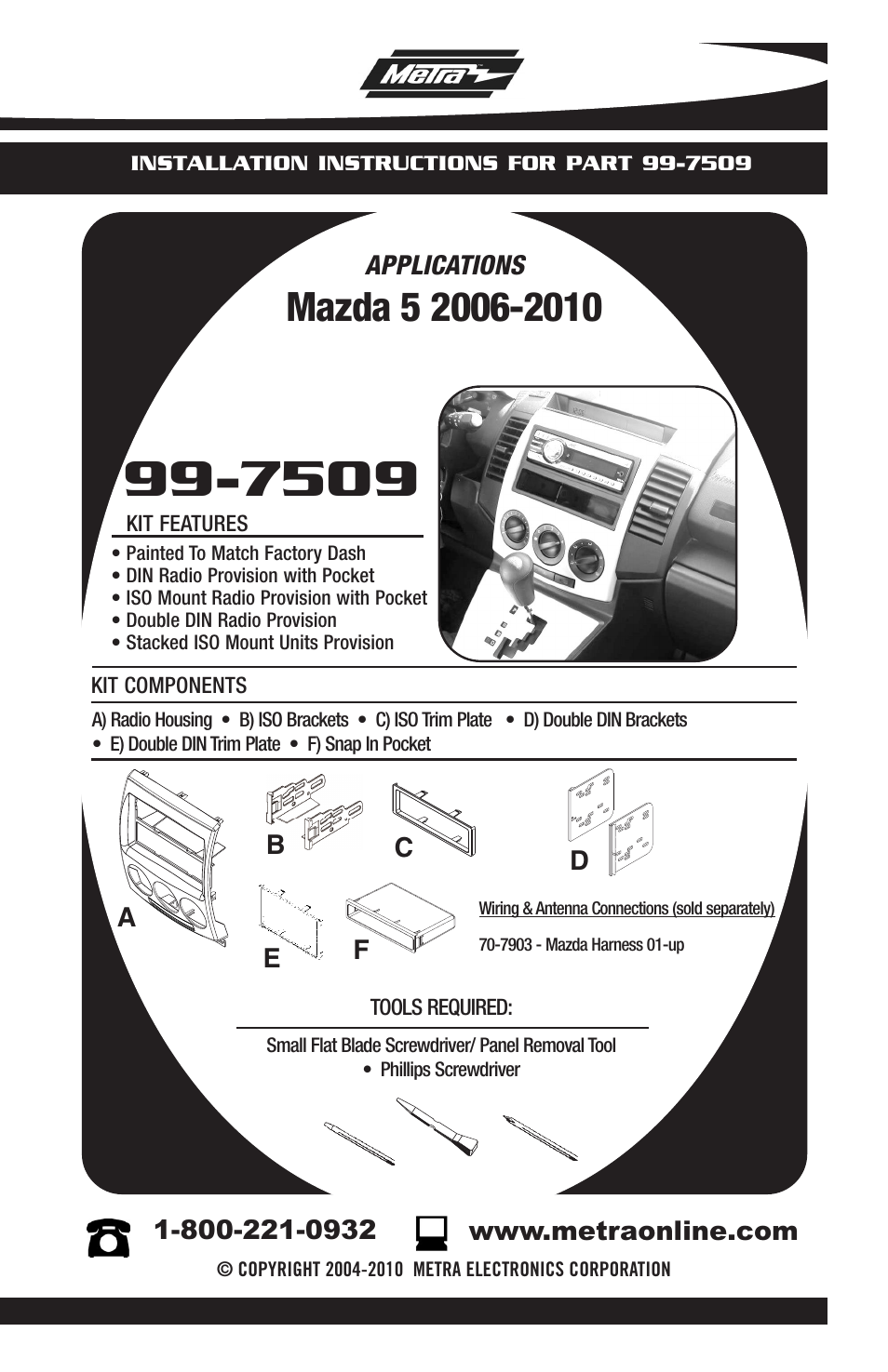 Mazda 99-7509 User Manual | 12 pages