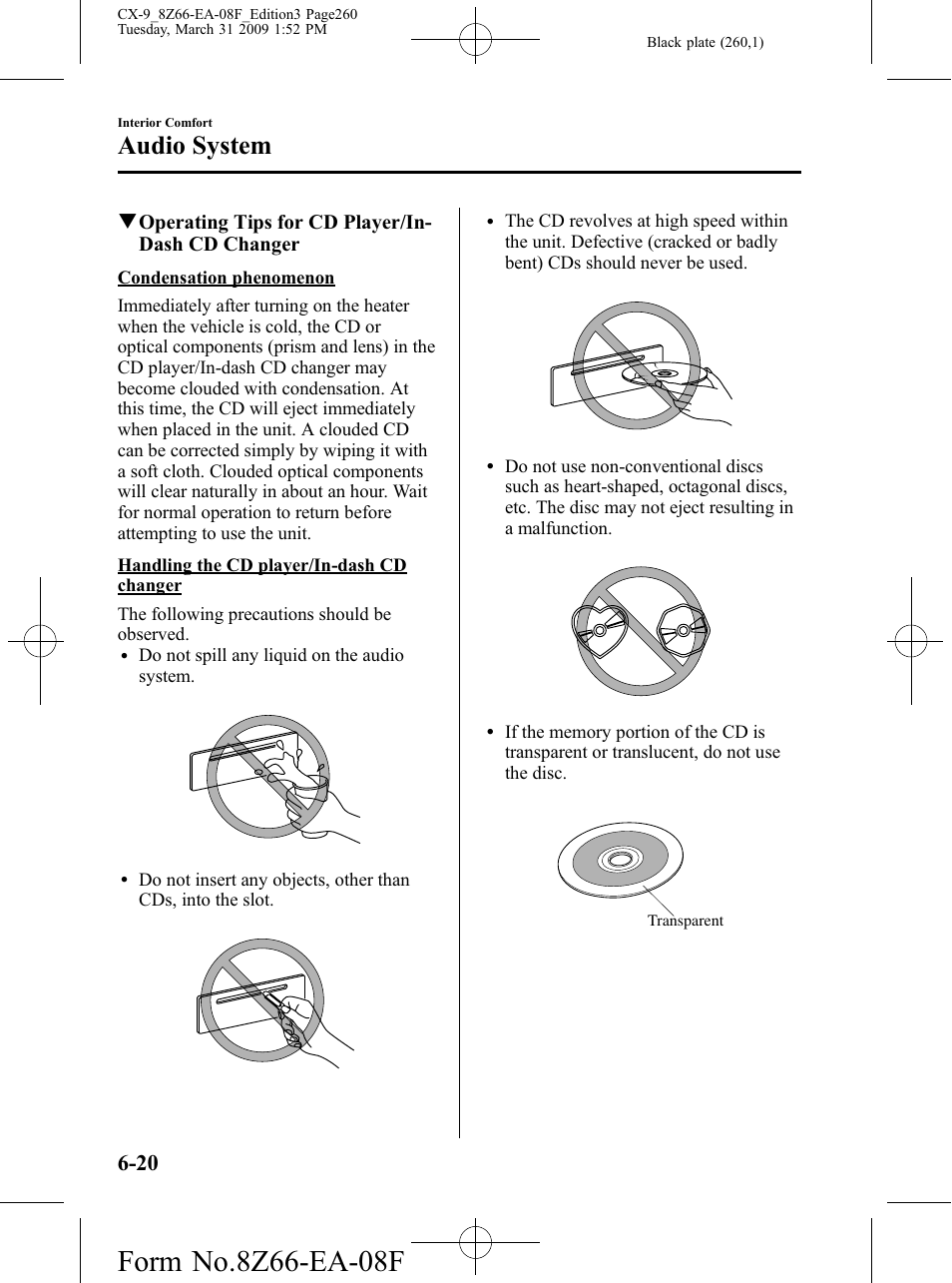 Audio system | Mazda 2009 CX-9 User Manual | Page 260 / 538