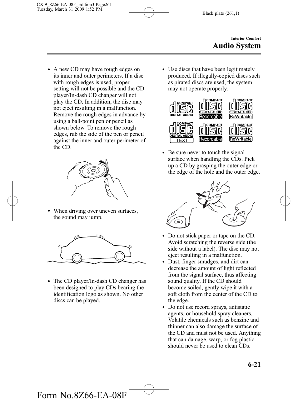 Audio system | Mazda 2009 CX-9 User Manual | Page 261 / 538