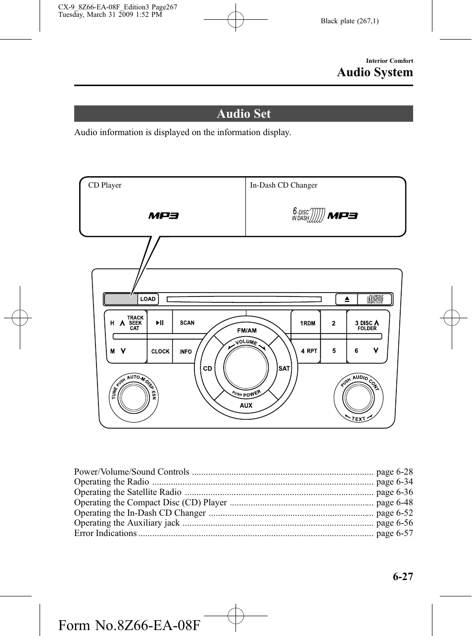 Audio set, Audio set -27, Audio system | Mazda 2009 CX-9 User Manual | Page 267 / 538