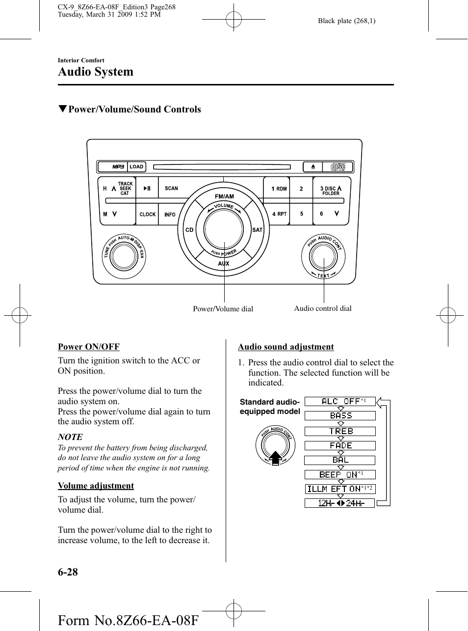 Audio system | Mazda 2009 CX-9 User Manual | Page 268 / 538