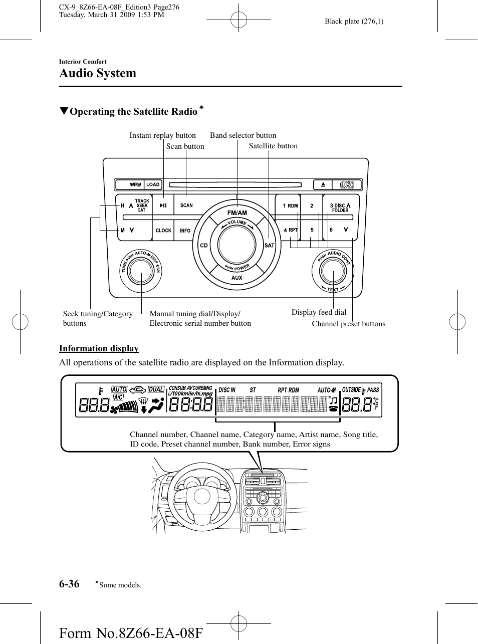 Audio system | Mazda 2009 CX-9 User Manual | Page 276 / 538