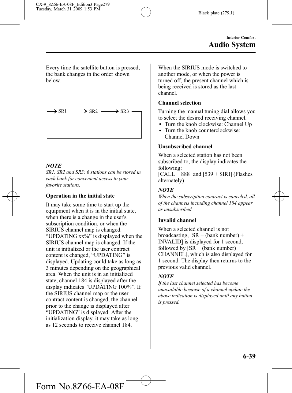 Audio system | Mazda 2009 CX-9 User Manual | Page 279 / 538