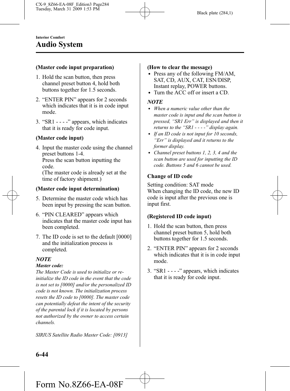 Audio system | Mazda 2009 CX-9 User Manual | Page 284 / 538