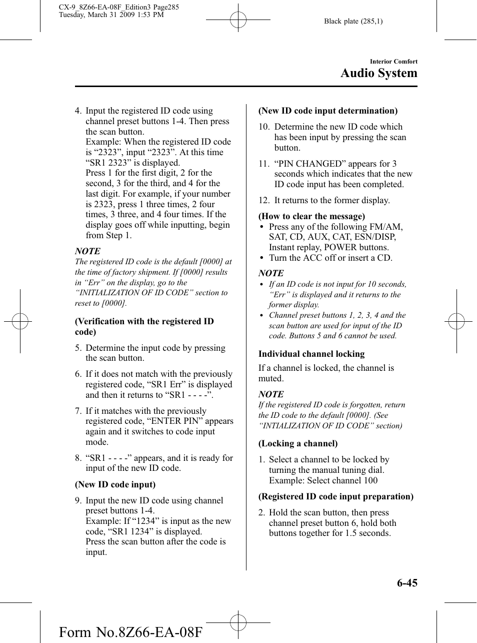 Audio system | Mazda 2009 CX-9 User Manual | Page 285 / 538