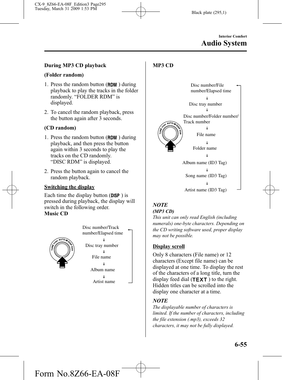 Audio system | Mazda 2009 CX-9 User Manual | Page 295 / 538