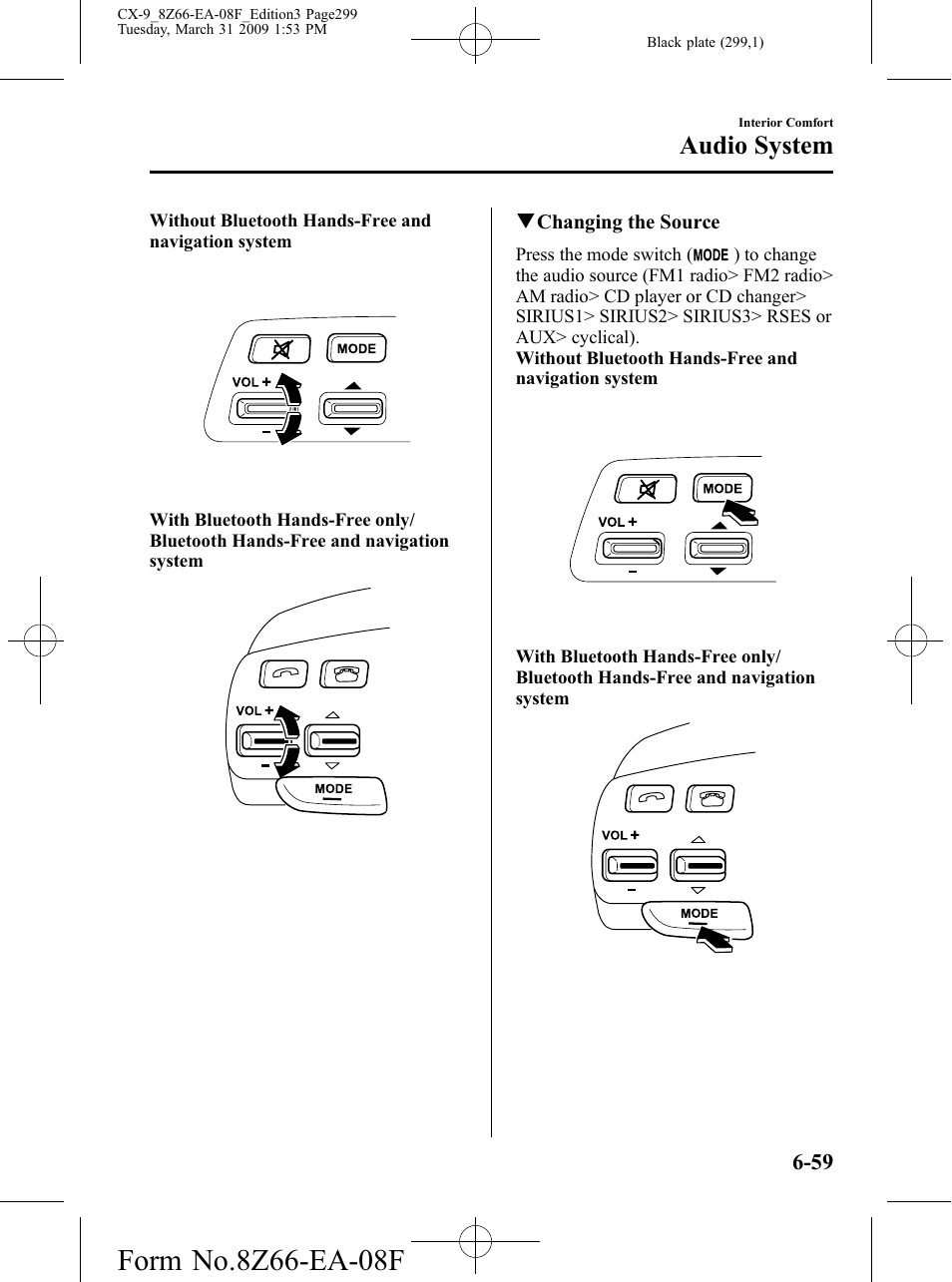 Audio system | Mazda 2009 CX-9 User Manual | Page 299 / 538