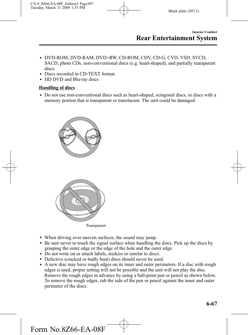 Rear entertainment system | Mazda 2009 CX-9 User Manual | Page 307 / 538