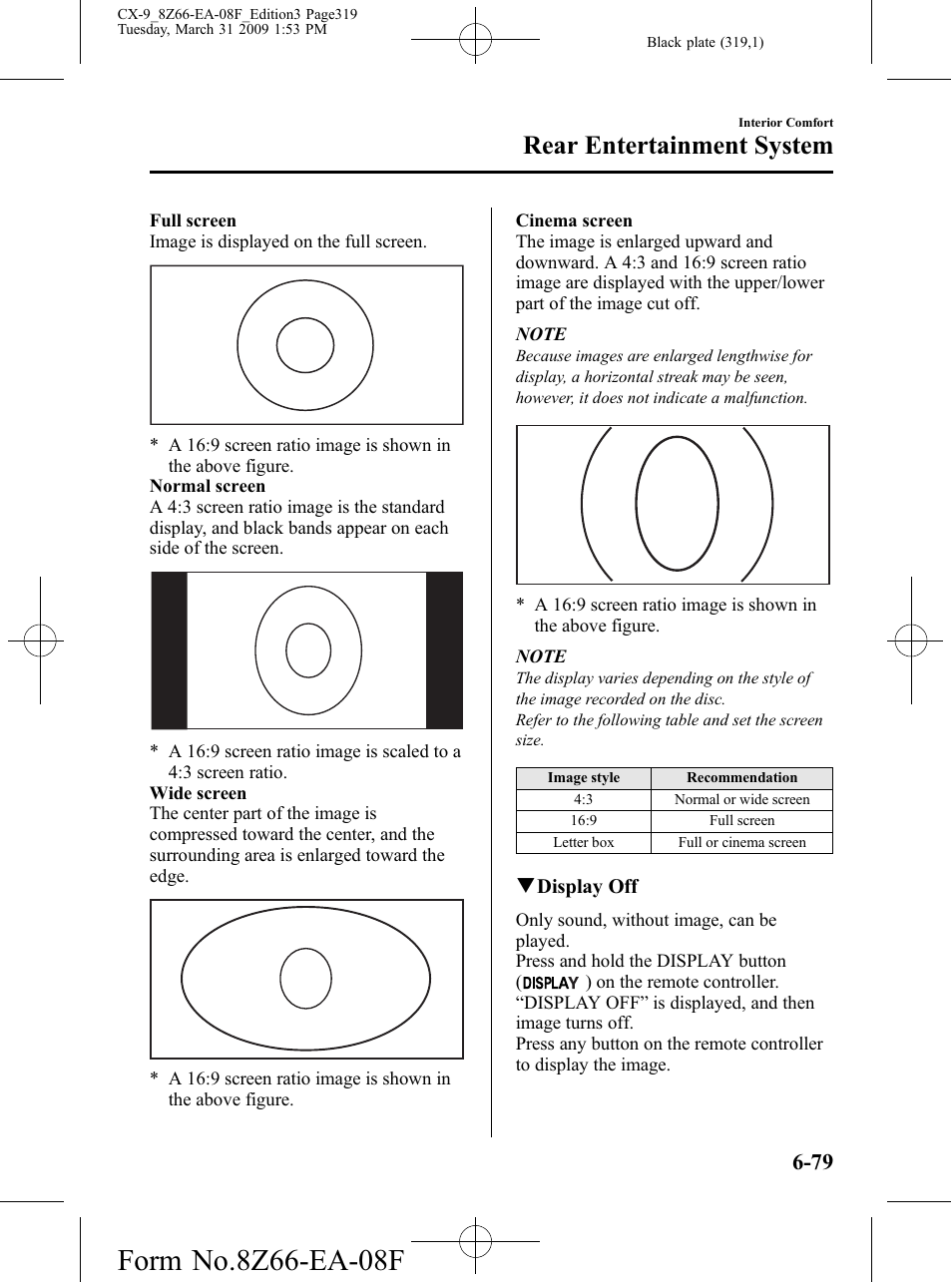 Rear entertainment system | Mazda 2009 CX-9 User Manual | Page 319 / 538