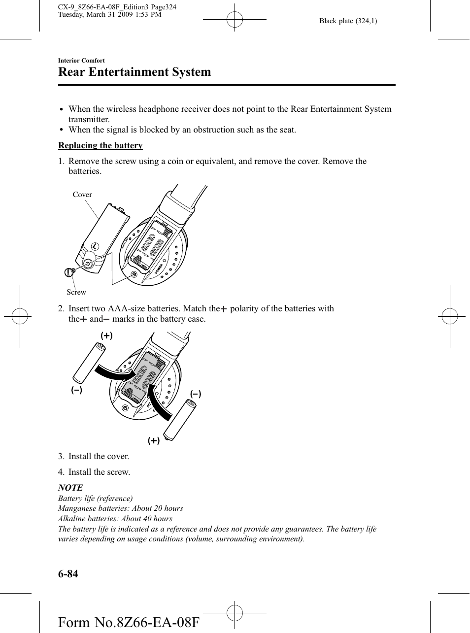 Rear entertainment system | Mazda 2009 CX-9 User Manual | Page 324 / 538