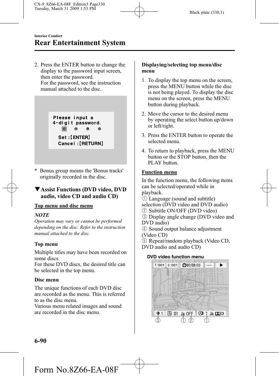 Rear entertainment system | Mazda 2009 CX-9 User Manual | Page 330 / 538