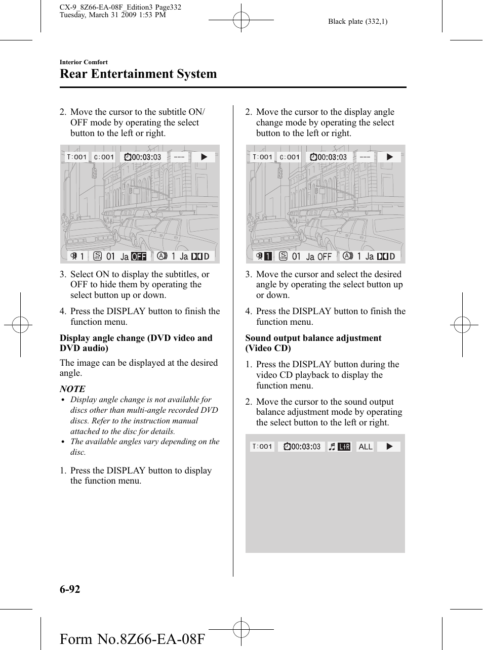 Rear entertainment system | Mazda 2009 CX-9 User Manual | Page 332 / 538