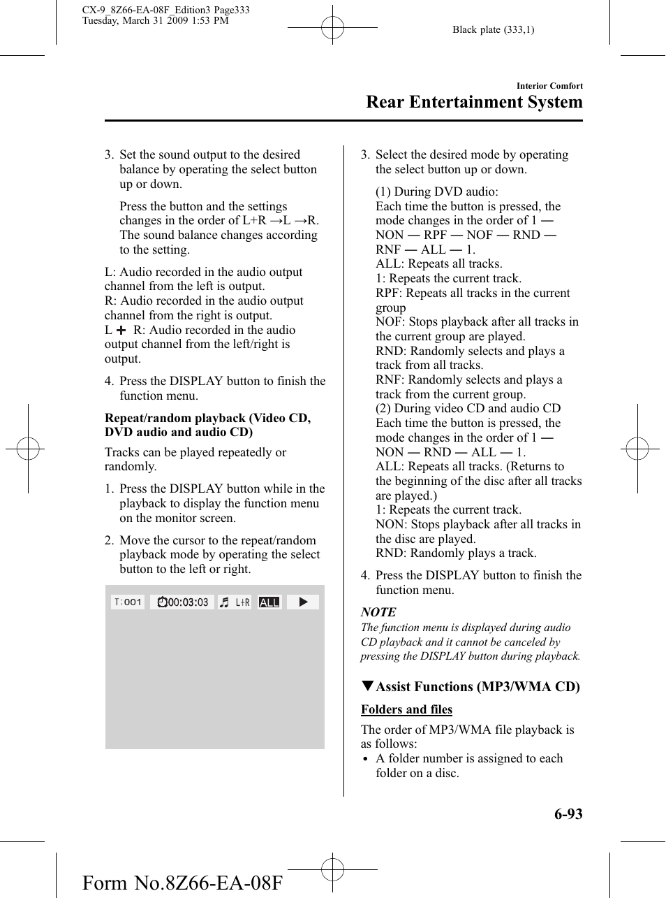 Rear entertainment system | Mazda 2009 CX-9 User Manual | Page 333 / 538