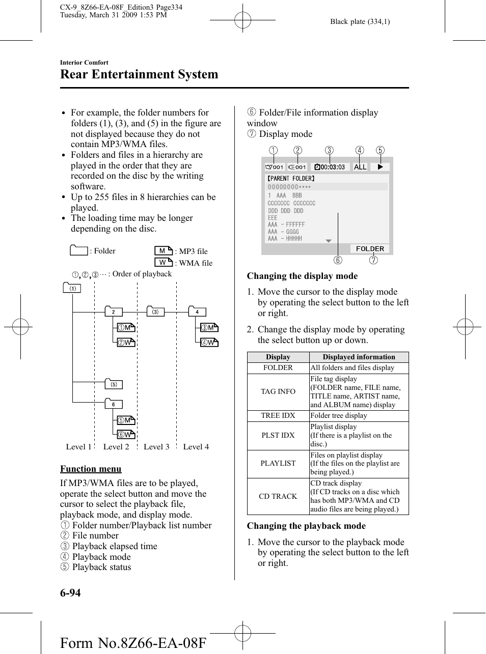 Rear entertainment system | Mazda 2009 CX-9 User Manual | Page 334 / 538