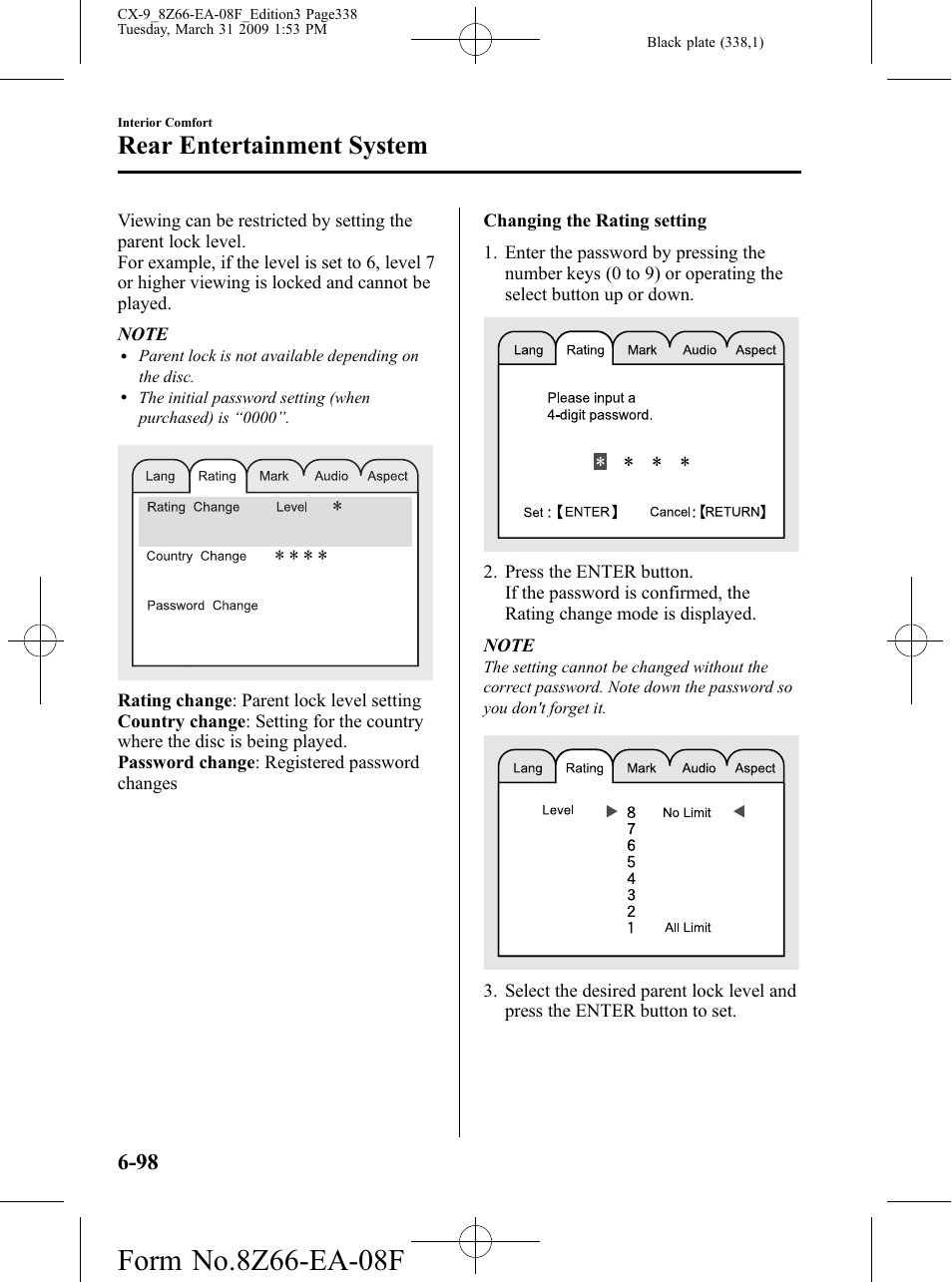 Rear entertainment system | Mazda 2009 CX-9 User Manual | Page 338 / 538