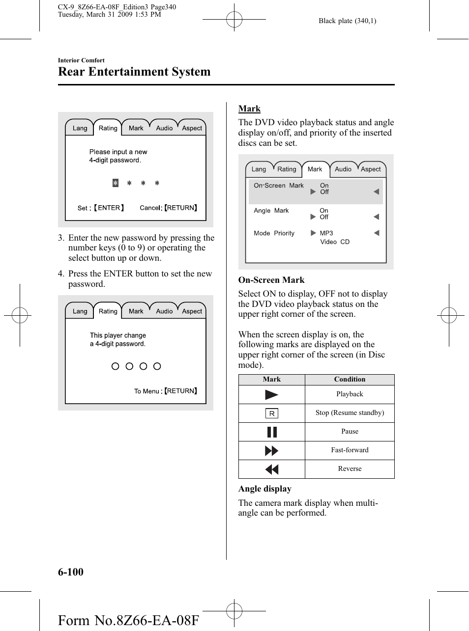 Rear entertainment system | Mazda 2009 CX-9 User Manual | Page 340 / 538