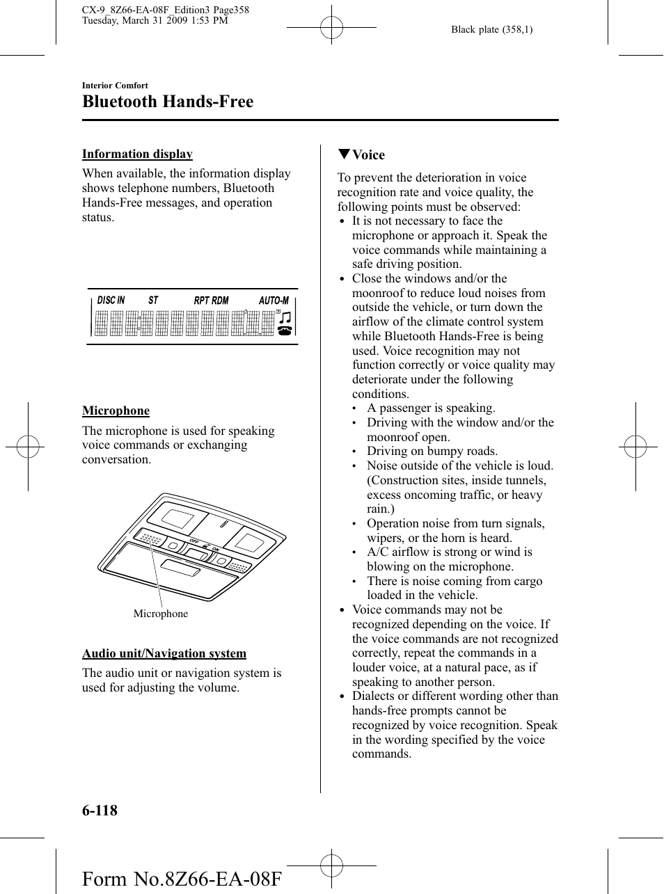 Bluetooth hands-free, Qvoice | Mazda 2009 CX-9 User Manual | Page 358 / 538