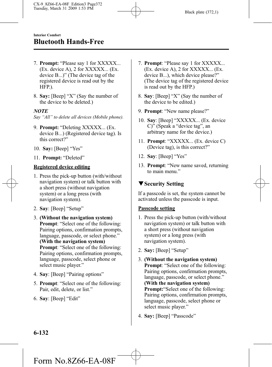 Bluetooth hands-free | Mazda 2009 CX-9 User Manual | Page 372 / 538