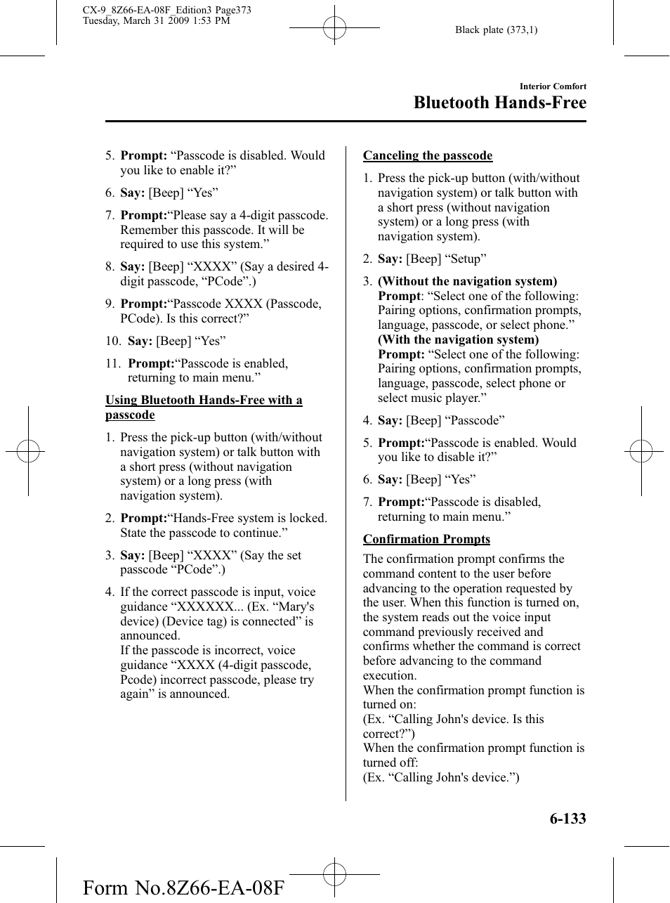 Bluetooth hands-free | Mazda 2009 CX-9 User Manual | Page 373 / 538