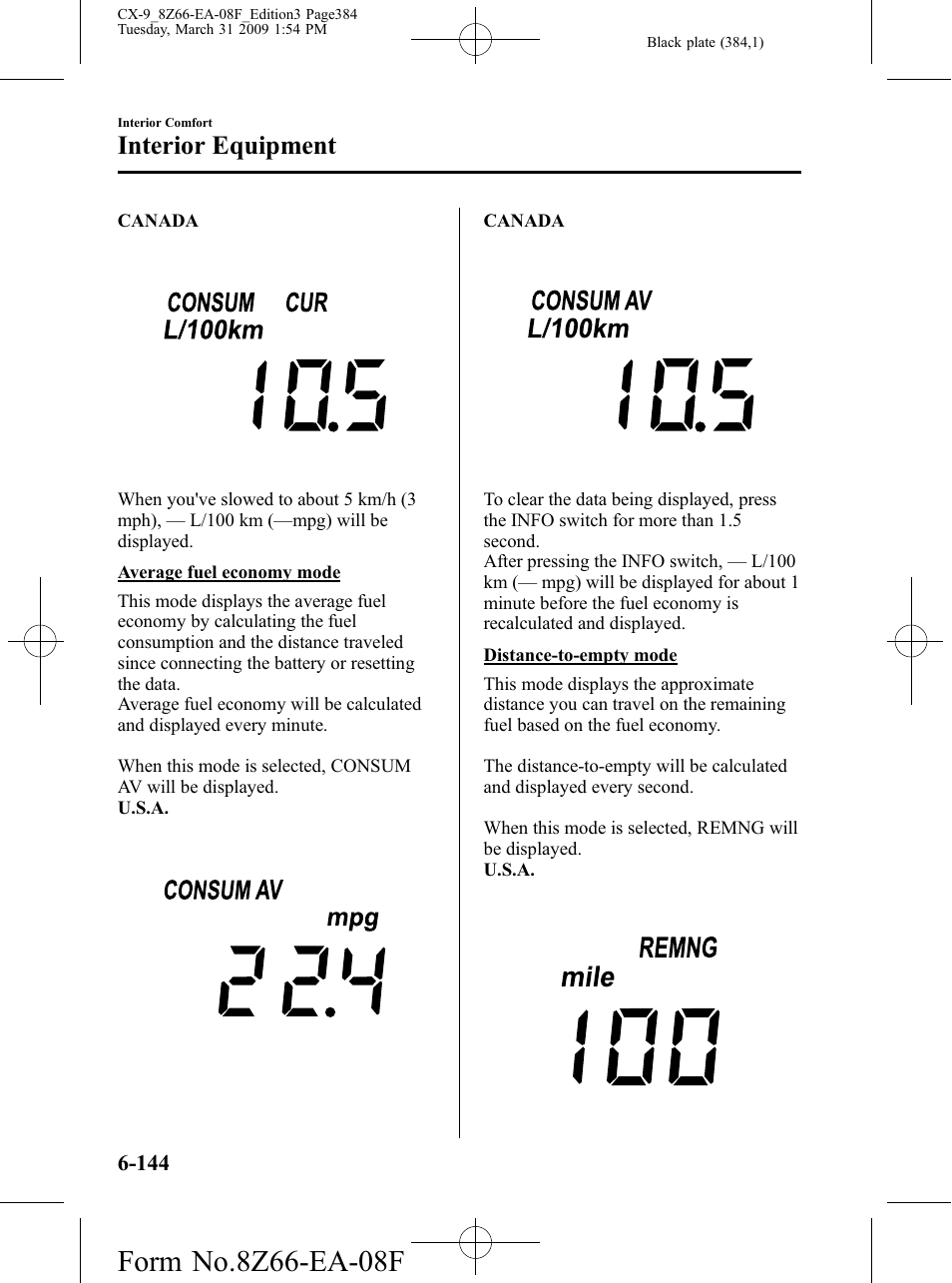 Interior equipment | Mazda 2009 CX-9 User Manual | Page 384 / 538