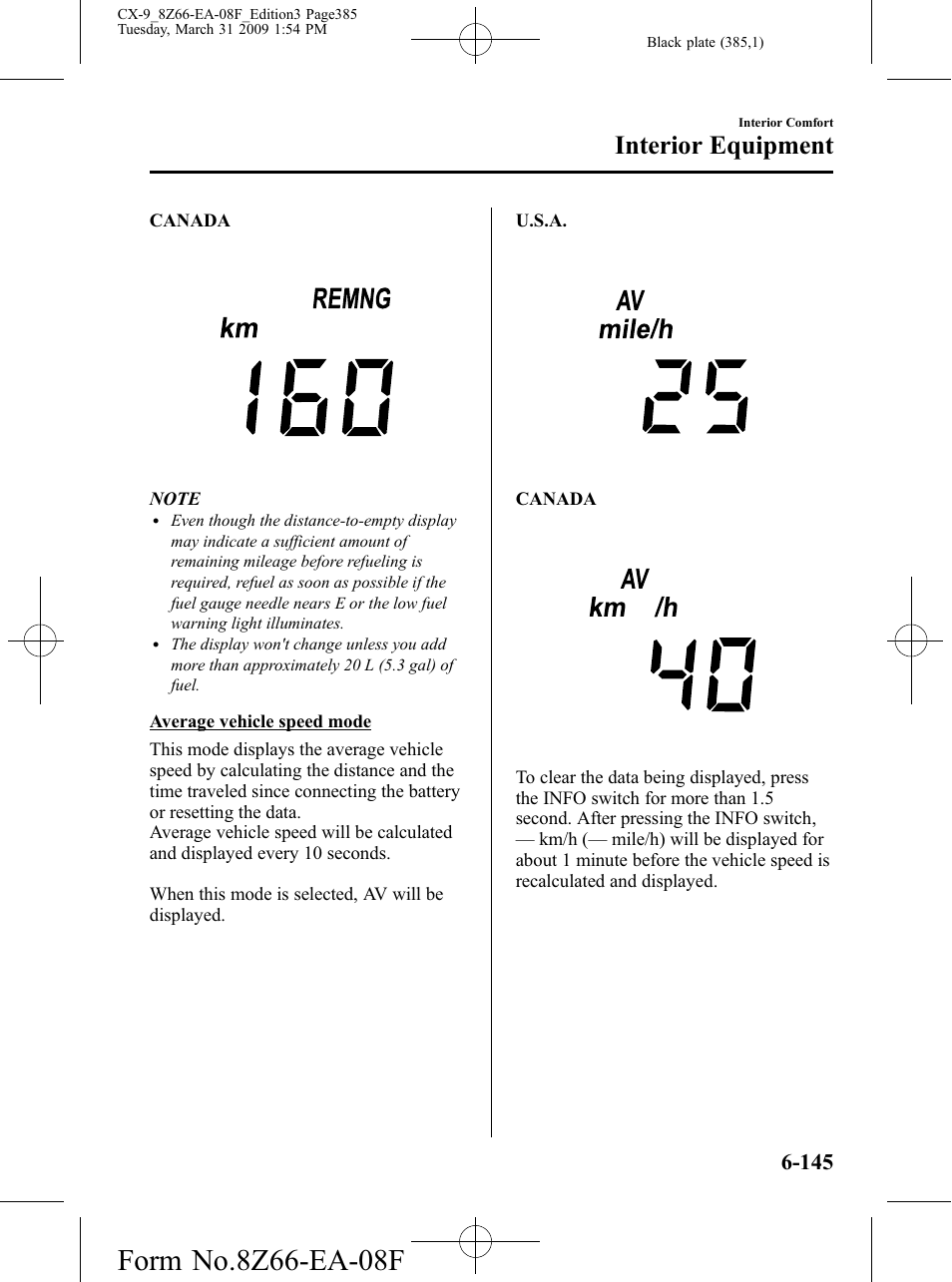 Interior equipment | Mazda 2009 CX-9 User Manual | Page 385 / 538