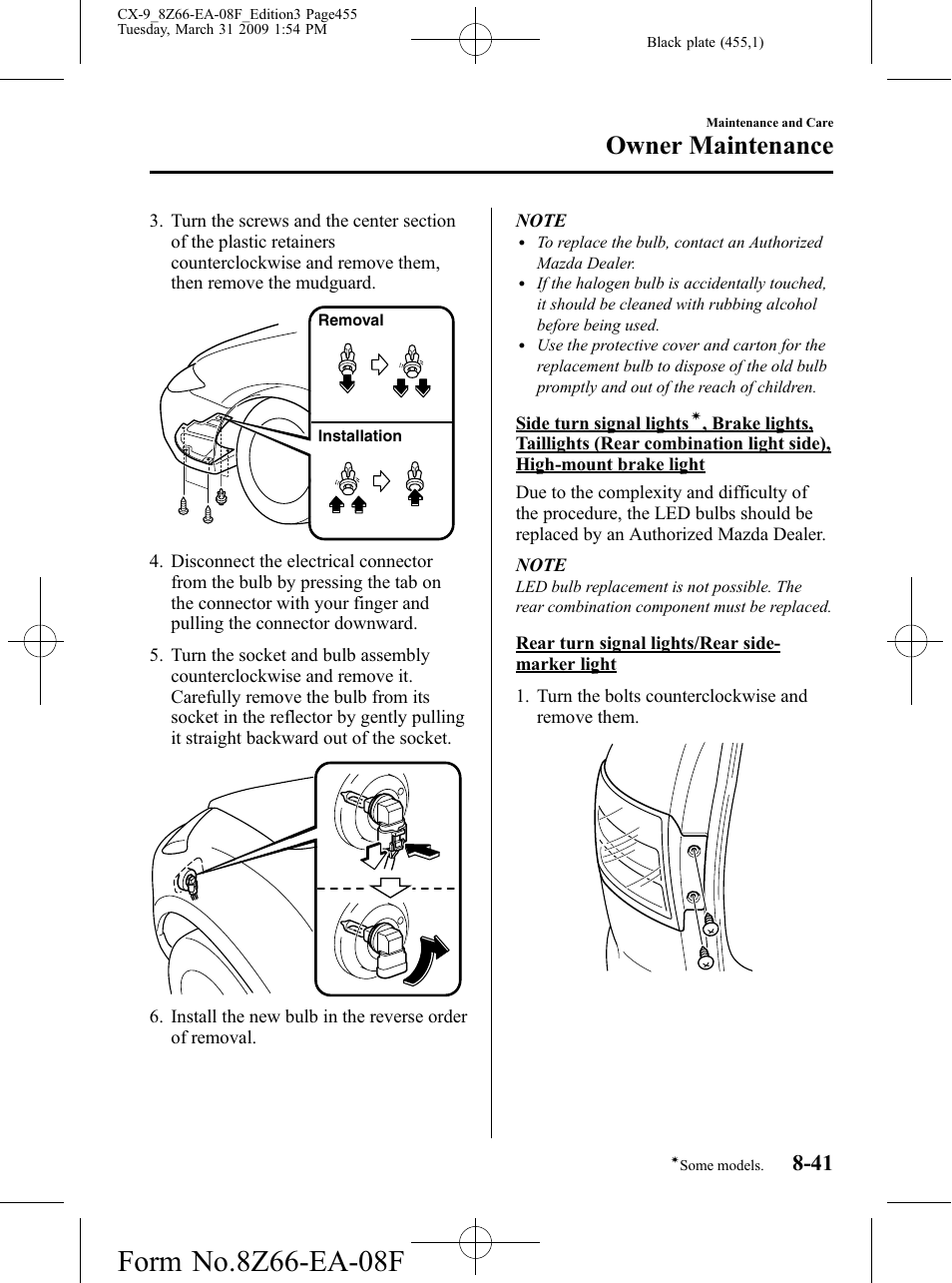 Owner maintenance | Mazda 2009 CX-9 User Manual | Page 455 / 538