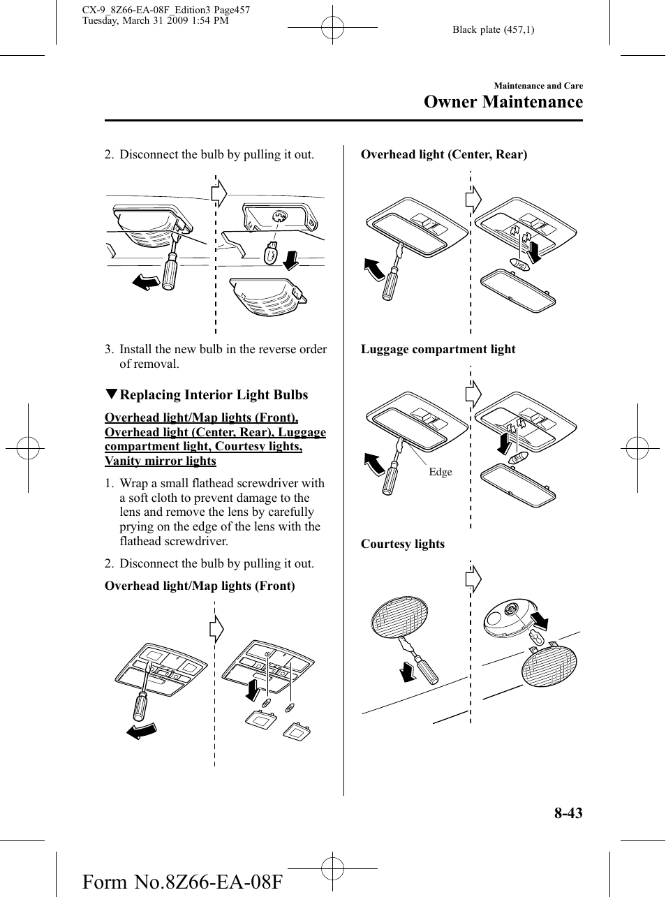 Owner maintenance | Mazda 2009 CX-9 User Manual | Page 457 / 538