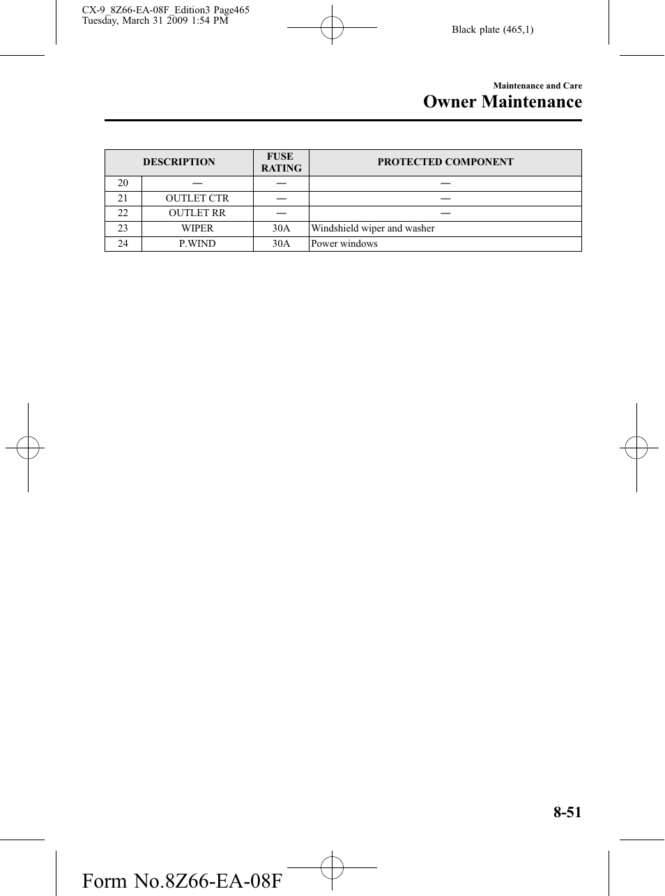 Owner maintenance | Mazda 2009 CX-9 User Manual | Page 465 / 538