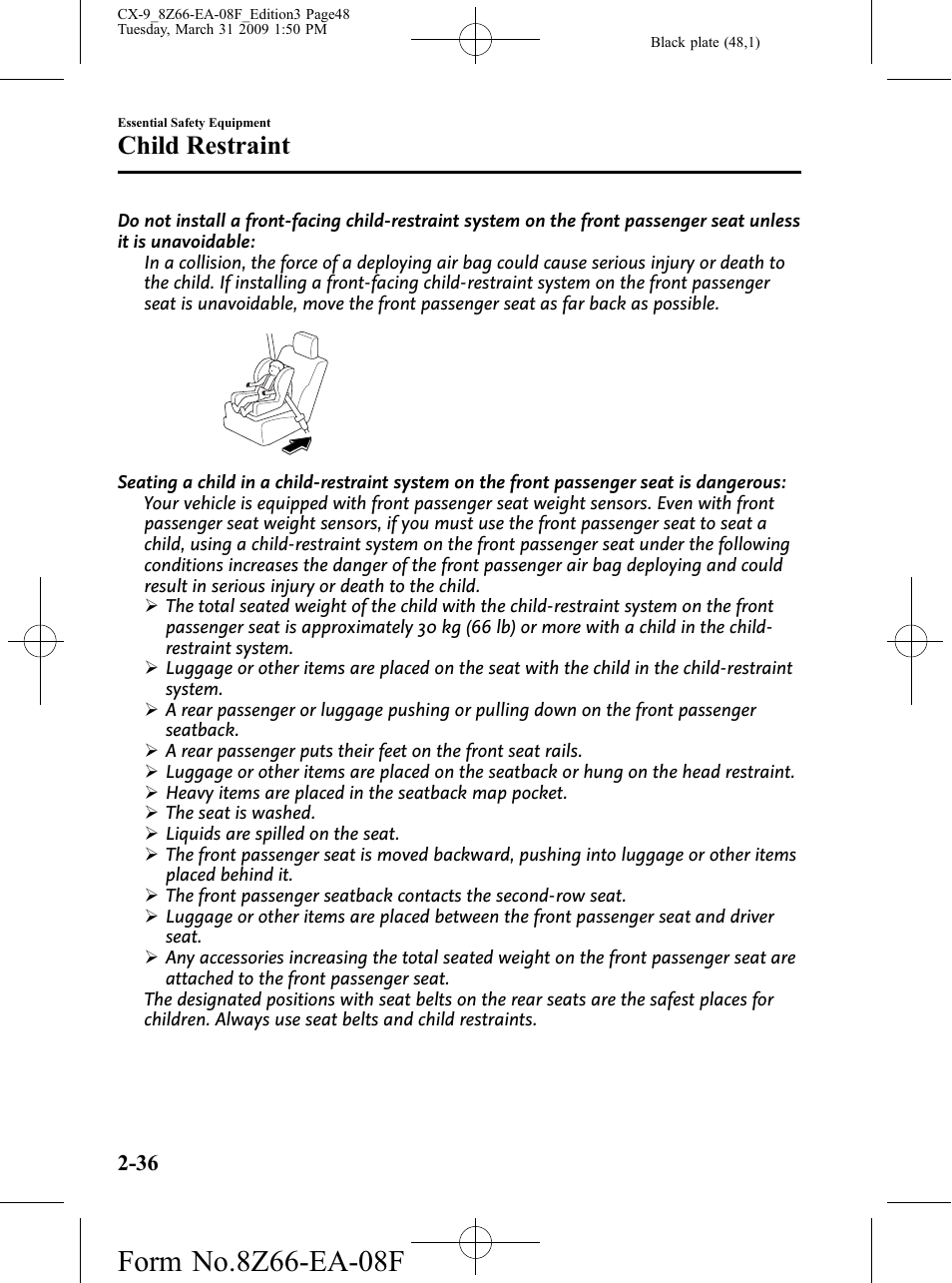 Child restraint | Mazda 2009 CX-9 User Manual | Page 48 / 538